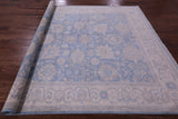 Blue Turkish Oushak Hand Knotted Wool Rug - 7' 11" X 9' 8" - Golden Nile