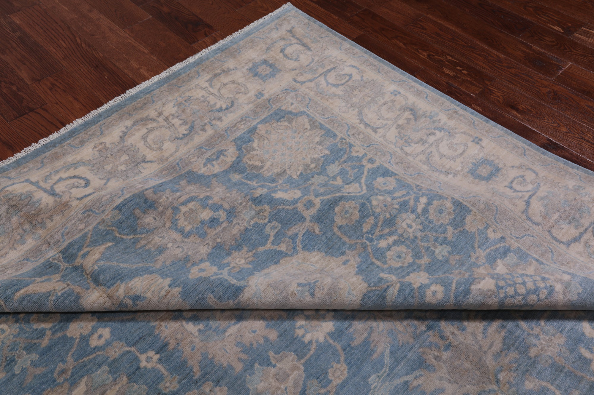 Blue Turkish Oushak Hand Knotted Wool Rug - 7' 11" X 9' 8"