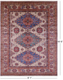 Super Kazak Hand Knotted Wool Rug - 8' 1" X 10' 5" - Golden Nile