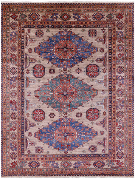 Super Kazak Hand Knotted Wool Rug - 8' 1" X 10' 5" - Golden Nile