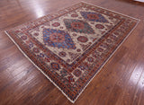 Super Kazak Hand Knotted Wool Rug - 8' 1" X 10' 5" - Golden Nile