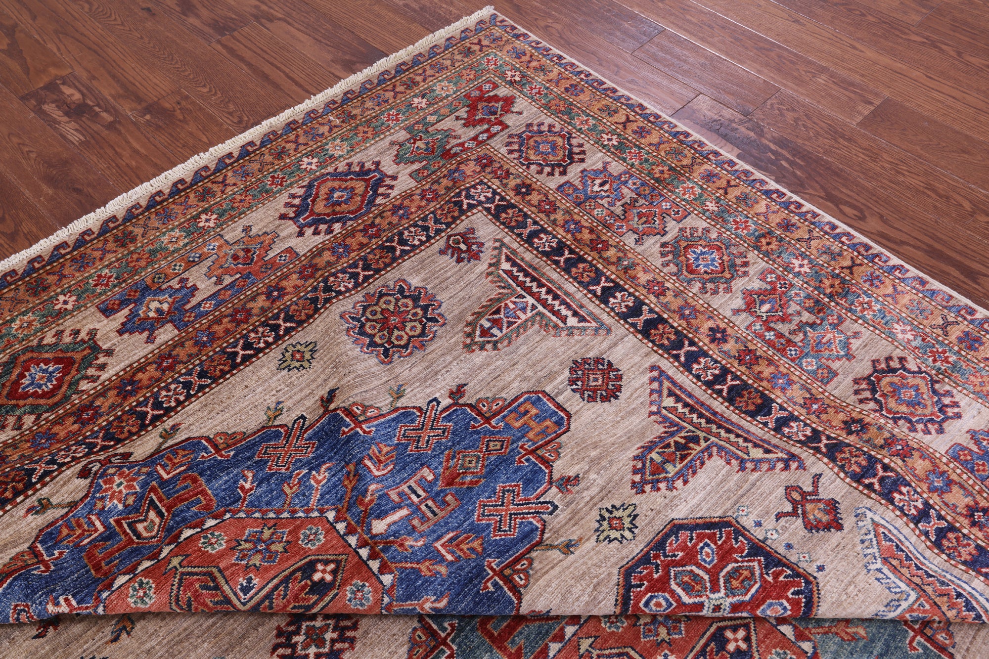 Super Kazak Hand Knotted Wool Rug - 8' 1" X 10' 5" - Golden Nile