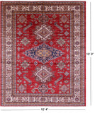 Red Super Kazak Hand Knotted Wool Rug - 10' 4" X 13' 3" - Golden Nile