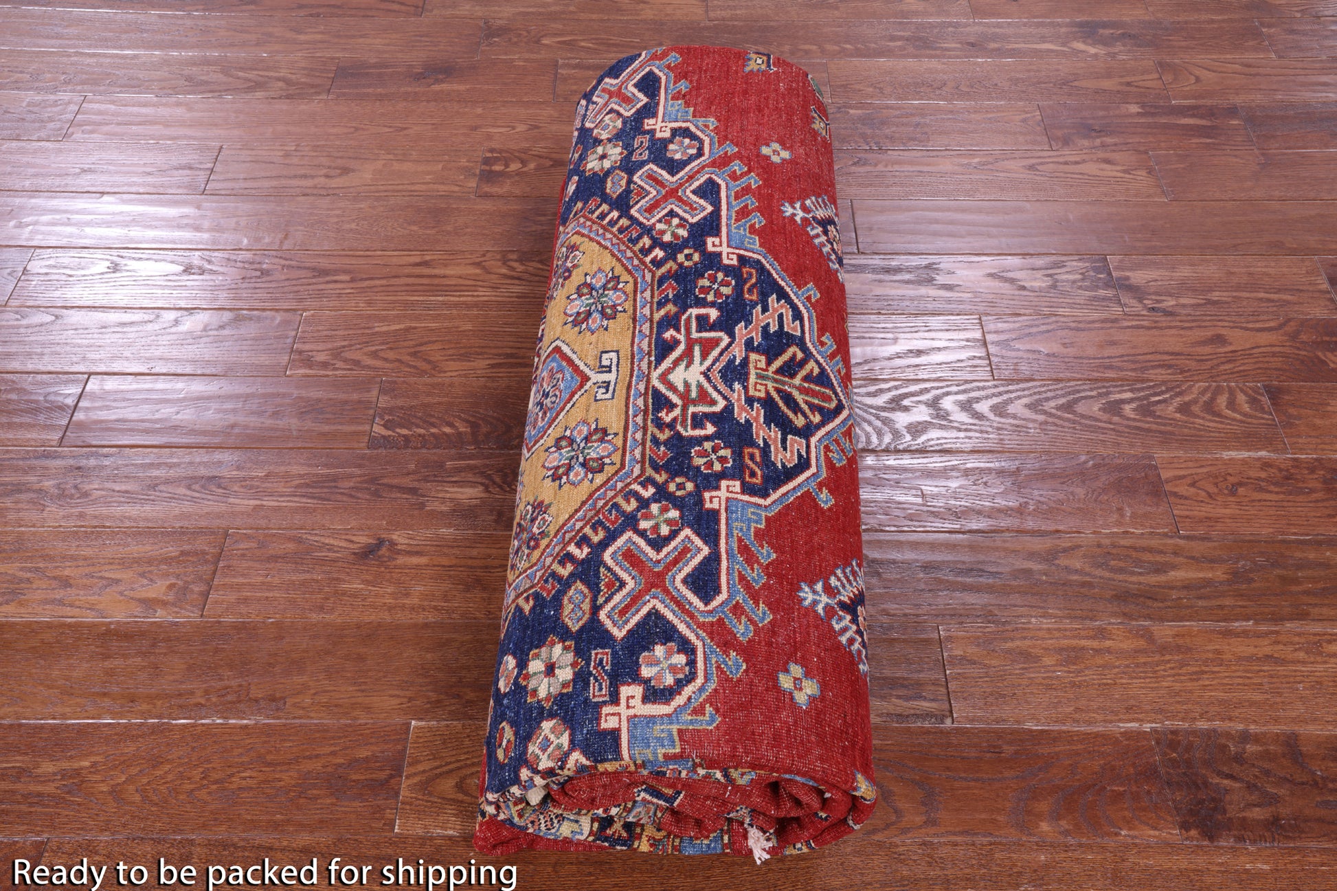 Red Super Kazak Hand Knotted Wool Rug - 10' 4" X 13' 3" - Golden Nile