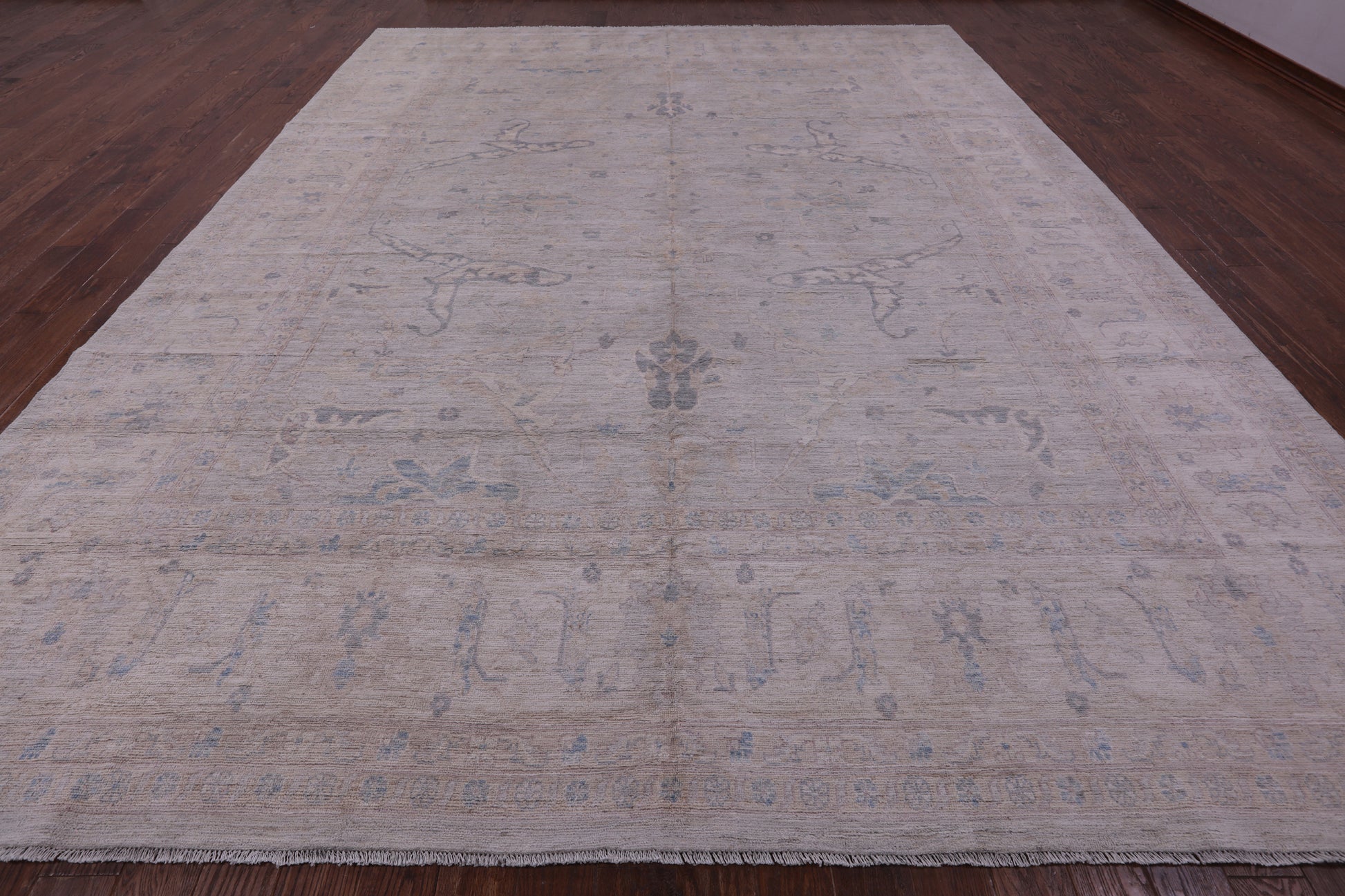 Grey Turkish Oushak Hand Knotted Wool Rug - 11' 4" X 14' 8" - Golden Nile