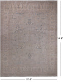Grey Turkish Oushak Hand Knotted Wool Rug - 11' 4" X 14' 8"