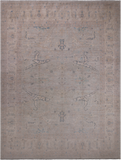 Grey Turkish Oushak Hand Knotted Wool Rug - 11' 4" X 14' 8"