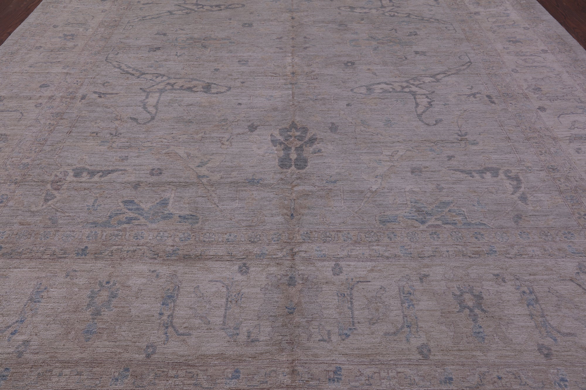Grey Turkish Oushak Hand Knotted Wool Rug - 11' 4" X 14' 8" - Golden Nile