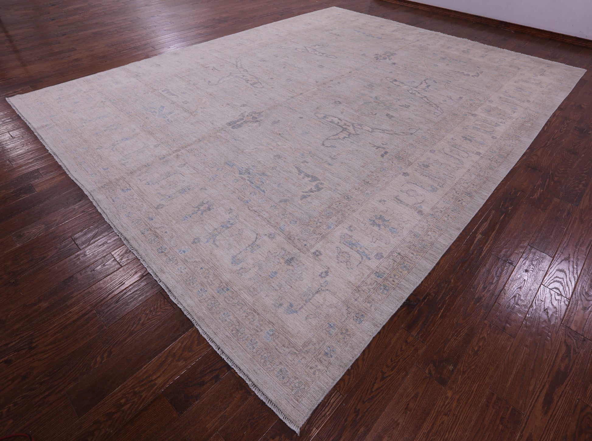Grey Turkish Oushak Hand Knotted Wool Rug - 11' 4" X 14' 8" - Golden Nile