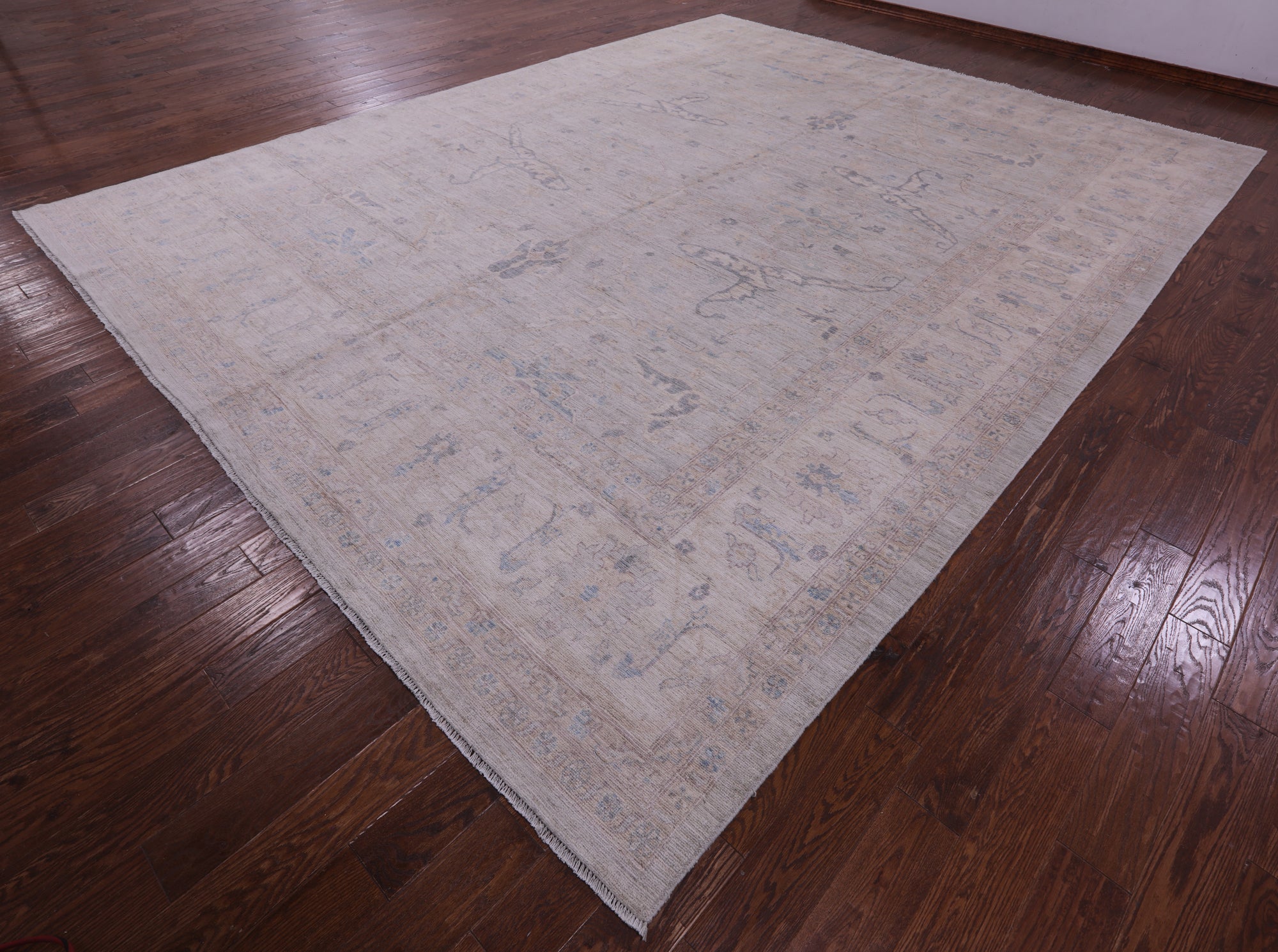 Grey Turkish Oushak Hand Knotted Wool Rug - 11' 4" X 14' 8" - Golden Nile