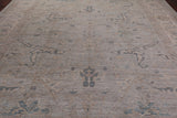 Grey Turkish Oushak Hand Knotted Wool Rug - 11' 4" X 14' 8"