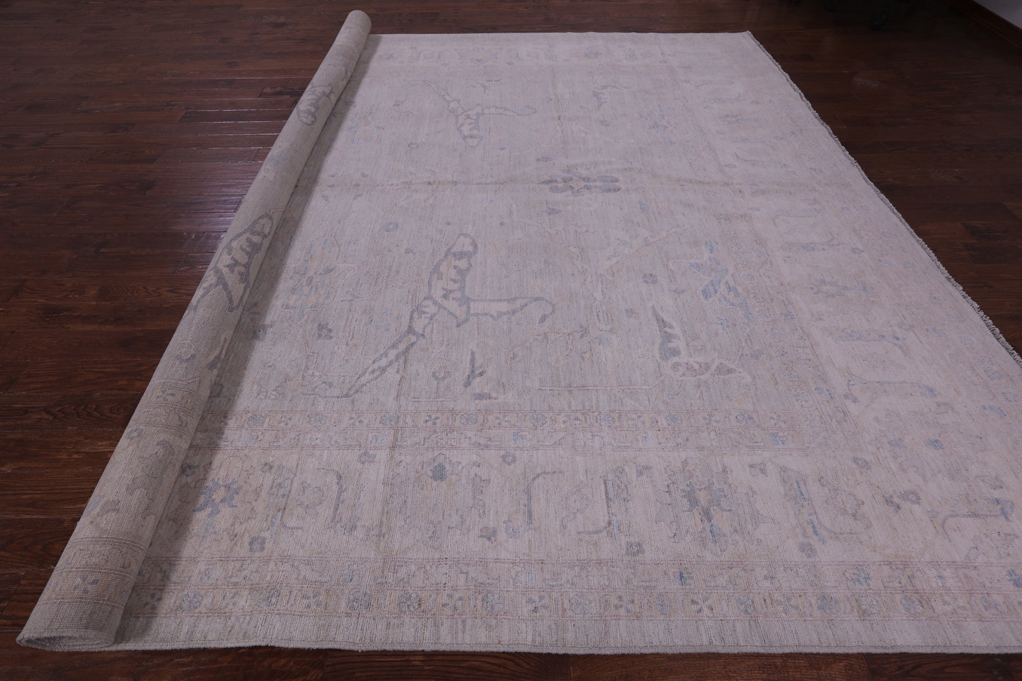 Grey Turkish Oushak Hand Knotted Wool Rug - 11' 4" X 14' 8" - Golden Nile