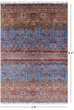 Blue Tribal Persian Gabbeh Hand Knotted Wool Area Rug - 5' 8" X 8' 4" - Golden Nile
