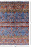 Blue Tribal Persian Gabbeh Hand Knotted Wool Area Rug - 5' 8" X 8' 4" - Golden Nile
