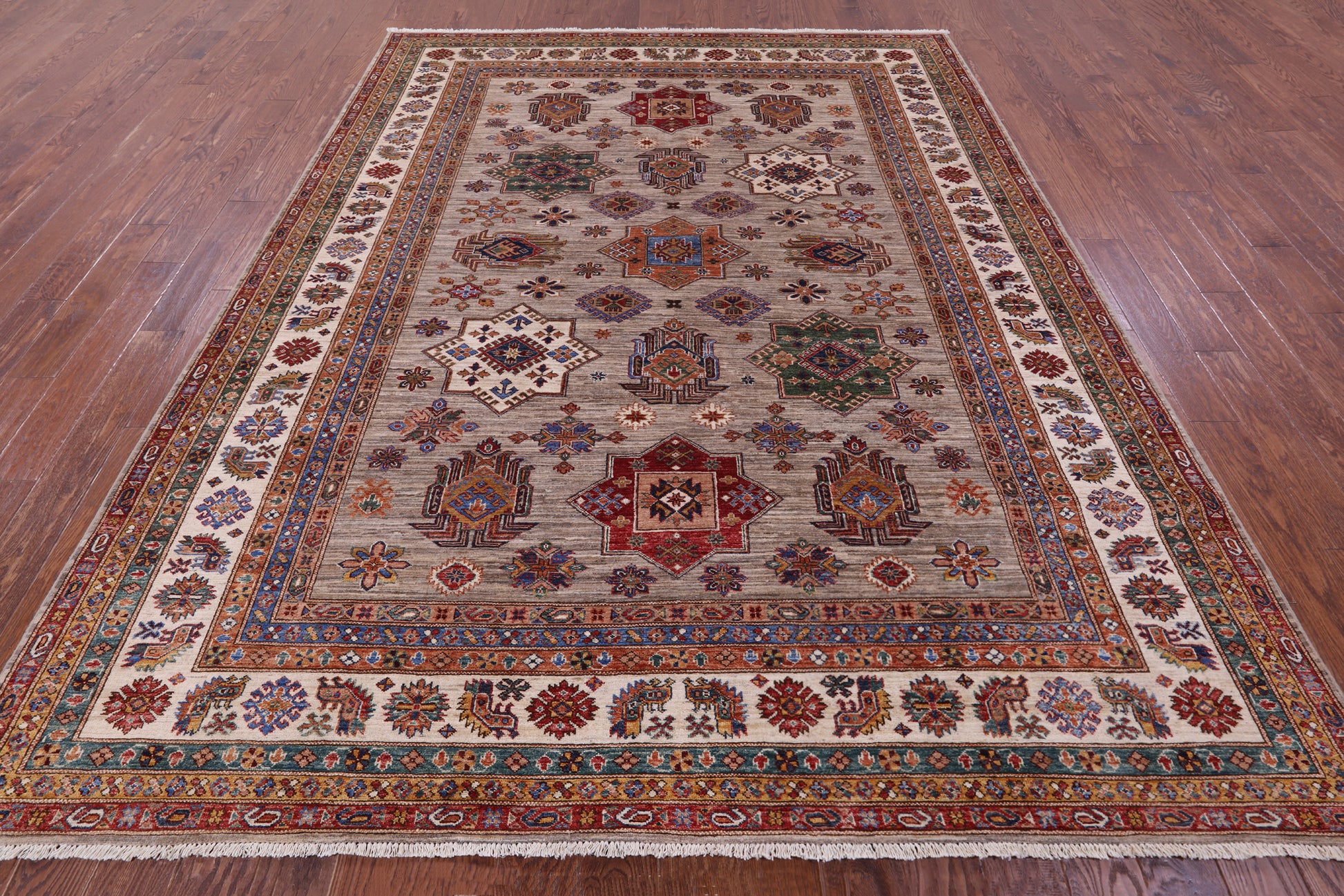 Super Kazak Handmade Wool Rug - 8' 1" X 10' 6" - Golden Nile