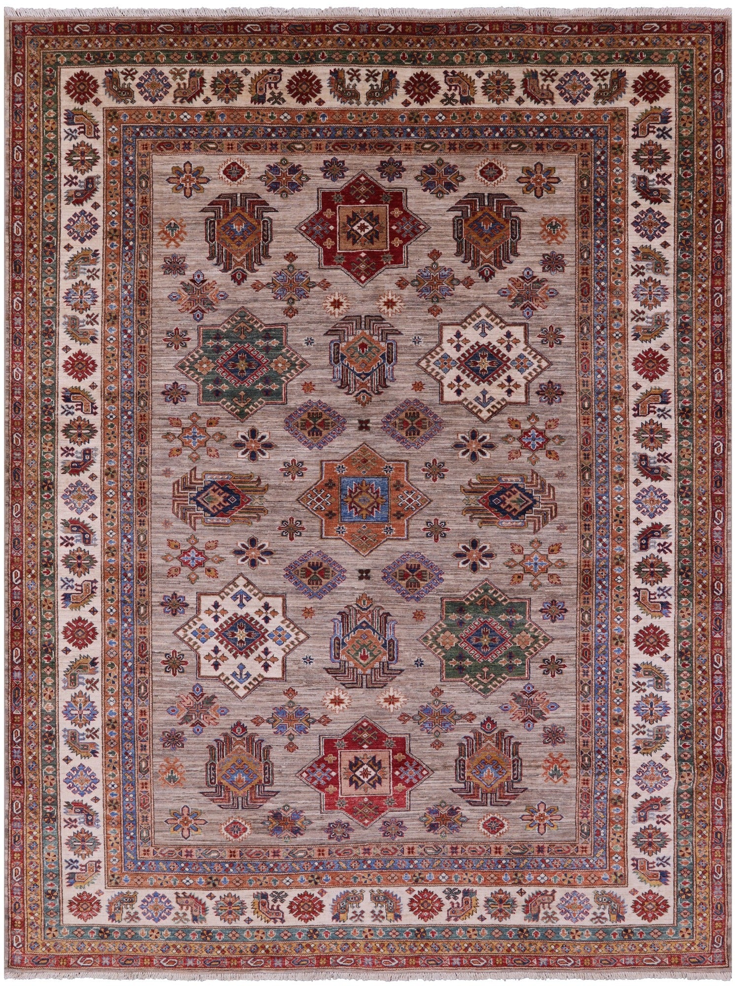 Super Kazak Handmade Wool Rug - 8' 1" X 10' 6" - Golden Nile