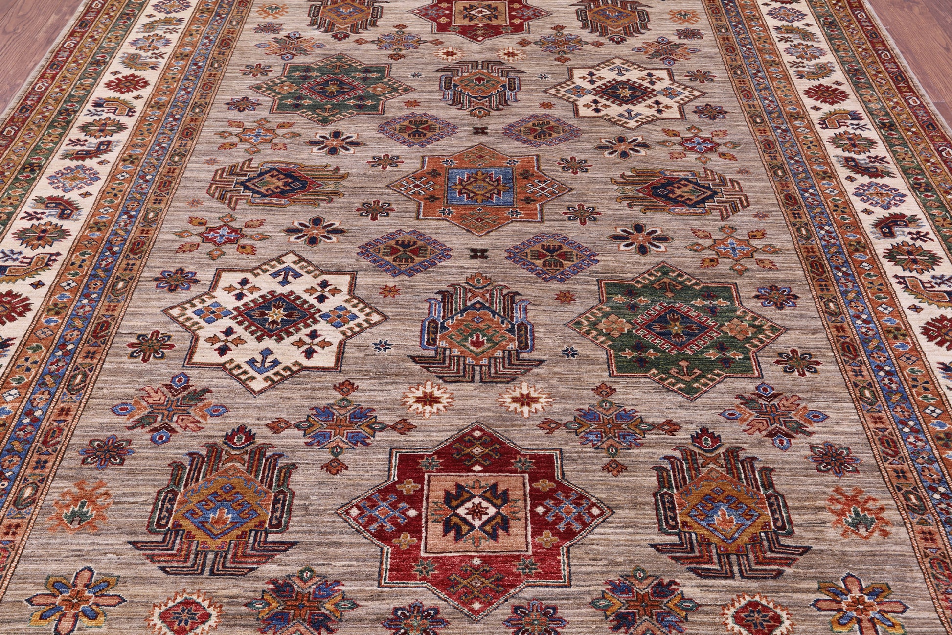 Super Kazak Handmade Wool Rug - 8' 1" X 10' 6" - Golden Nile