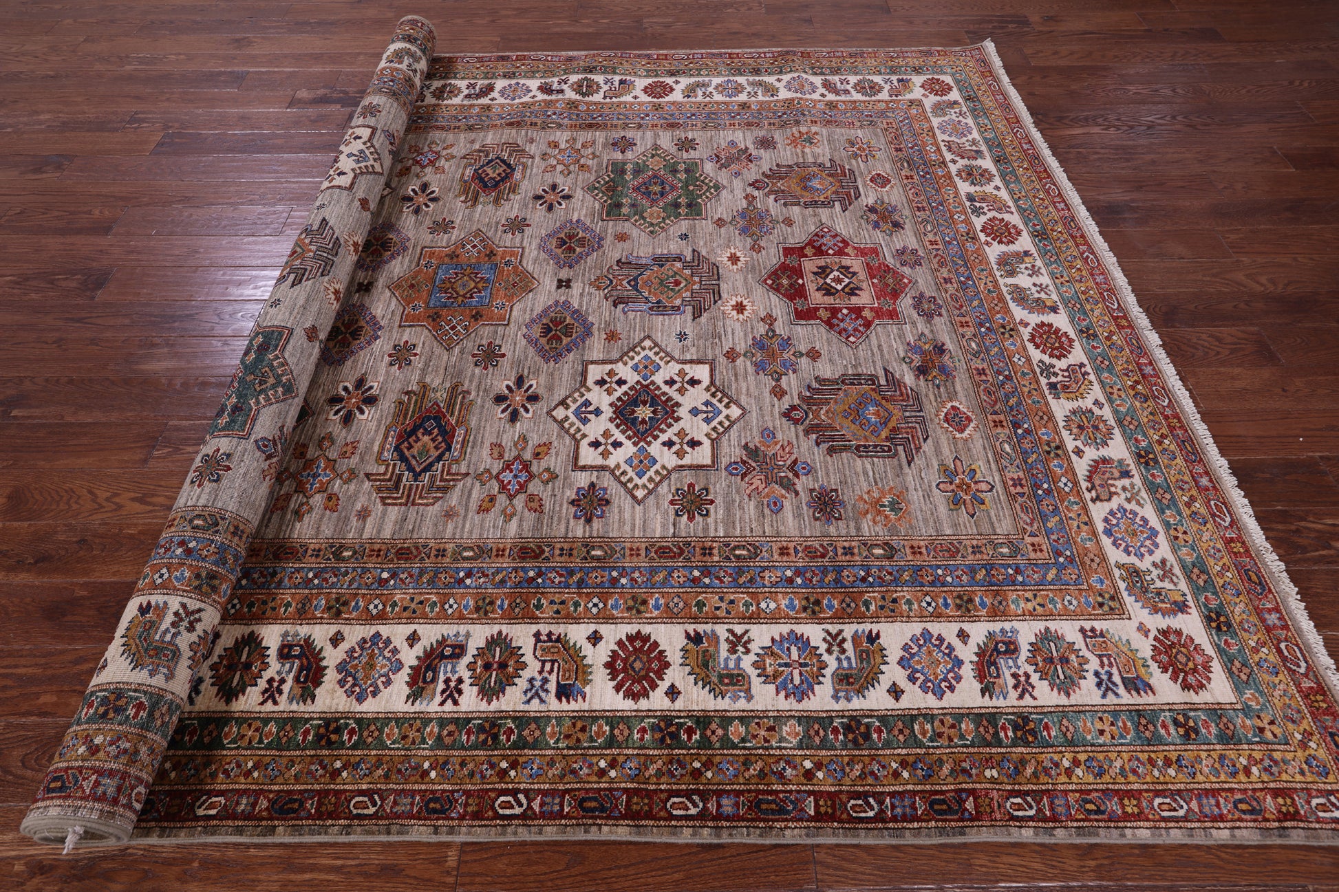 Super Kazak Handmade Wool Rug - 8' 1" X 10' 6" - Golden Nile