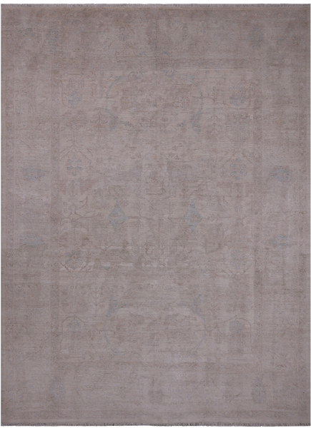 Ivory Turkish Oushak Hand Knotted Wool Rug - 7' 9" X 10' 4"