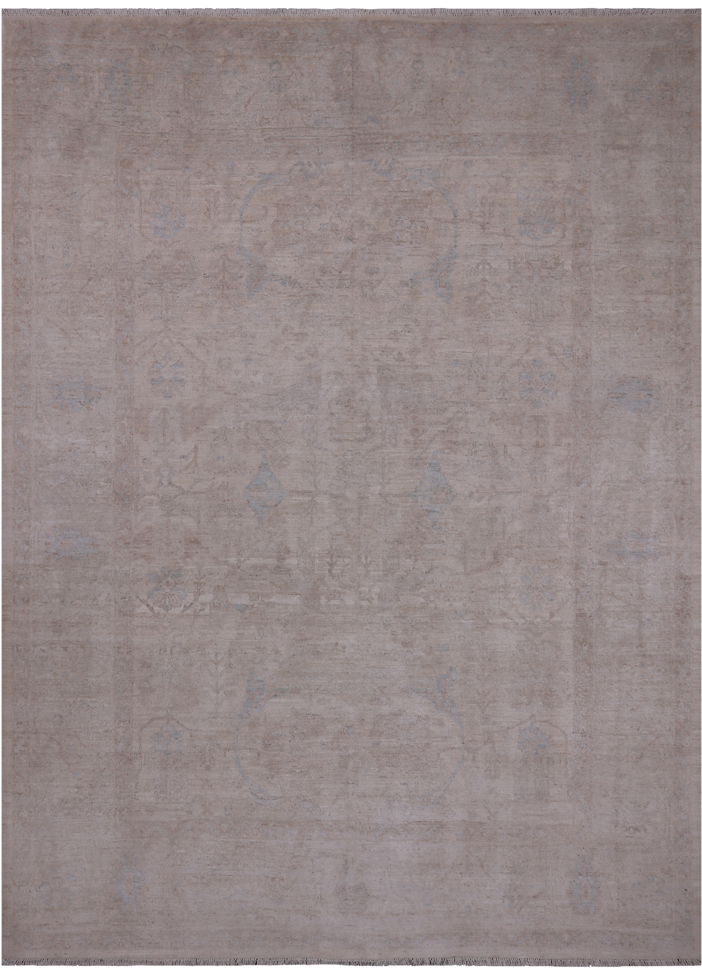 Ivory Turkish Oushak Hand Knotted Wool Rug - 7' 9" X 10' 4"