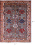 Super Kazak Hand Knotted Wool Rug - 8' 11" X 12' 1" - Golden Nile