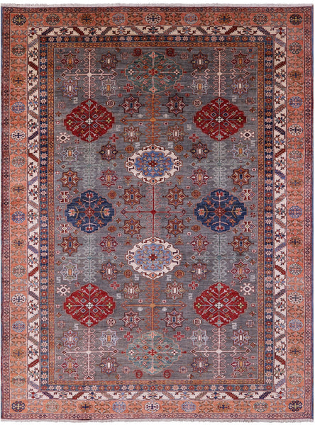 Super Kazak Hand Knotted Wool Rug - 8' 11" X 12' 1" - Golden Nile