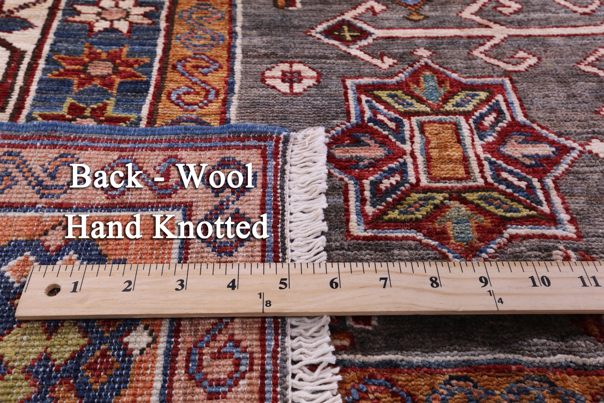 Super Kazak Hand Knotted Wool Rug - 8' 11" X 12' 1" - Golden Nile