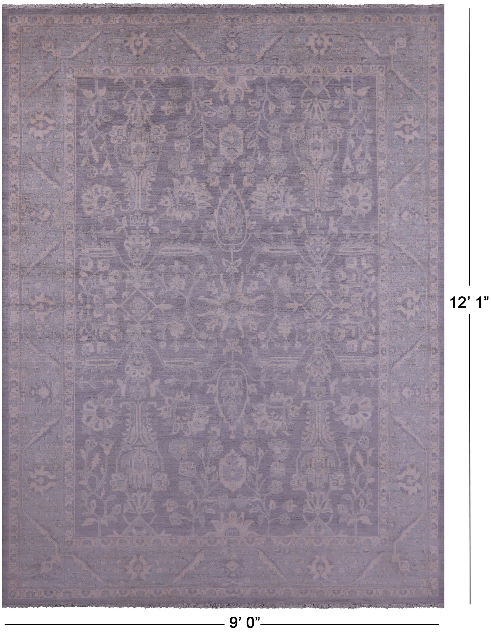 Grey Turkish Oushak Hand Knotted Wool Rug - 9' 0" X 12' 1" - Golden Nile