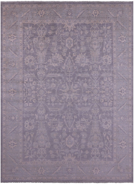 Grey Turkish Oushak Hand Knotted Wool Rug - 9' 0" X 12' 1" - Golden Nile