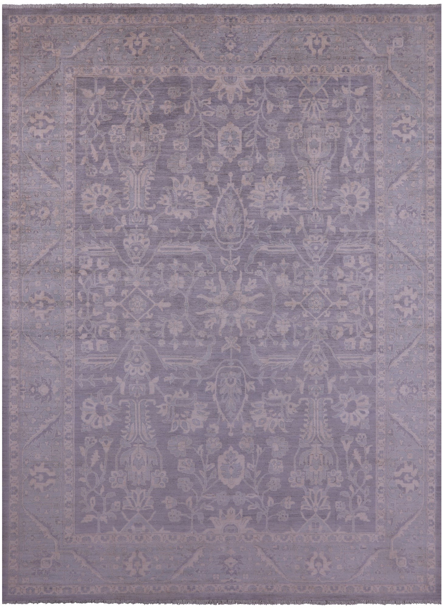 Grey Turkish Oushak Hand Knotted Wool Rug - 9' 0" X 12' 1" - Golden Nile