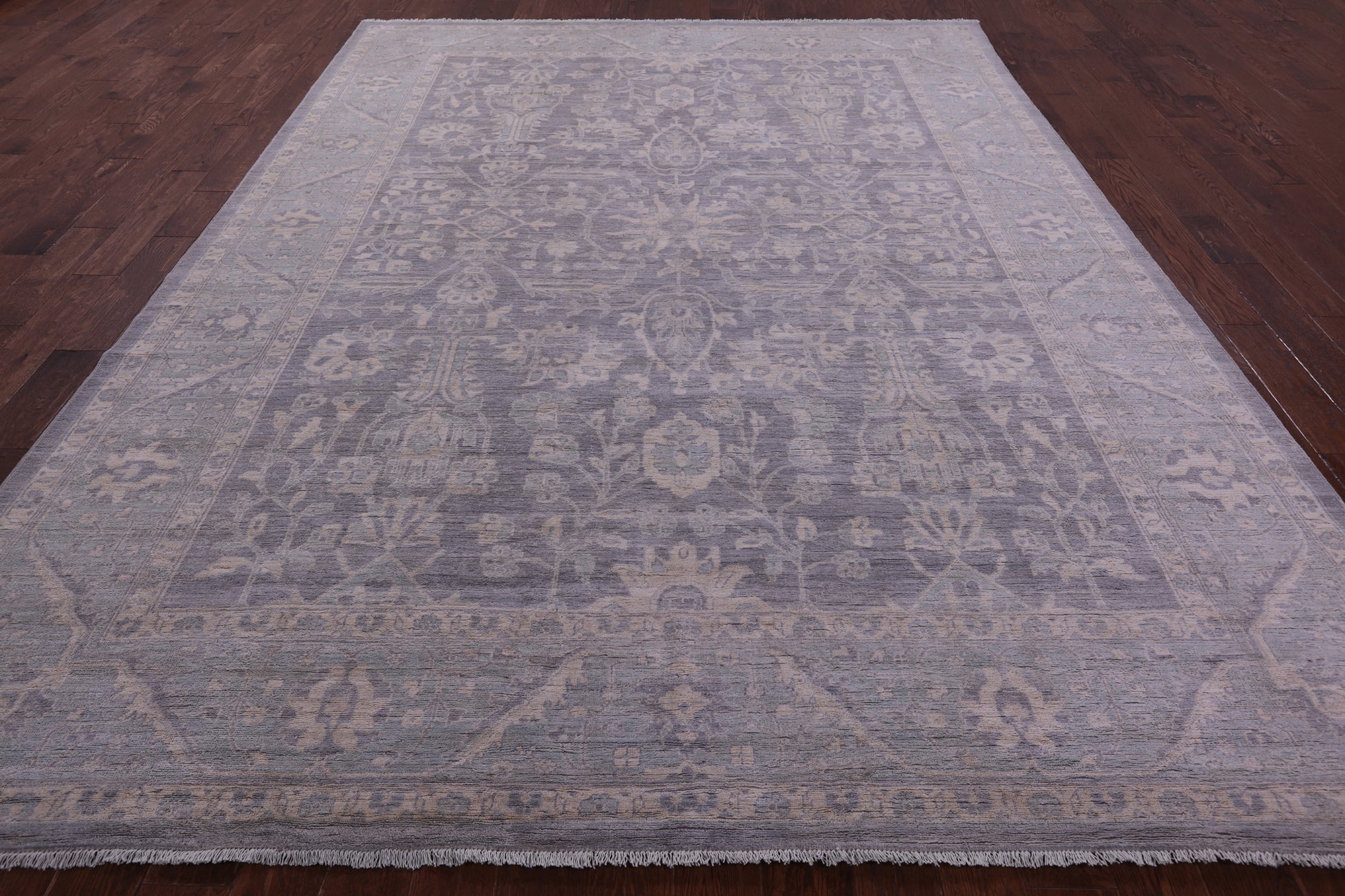 Grey Turkish Oushak Hand Knotted Wool Rug - 9' 0" X 12' 1" - Golden Nile