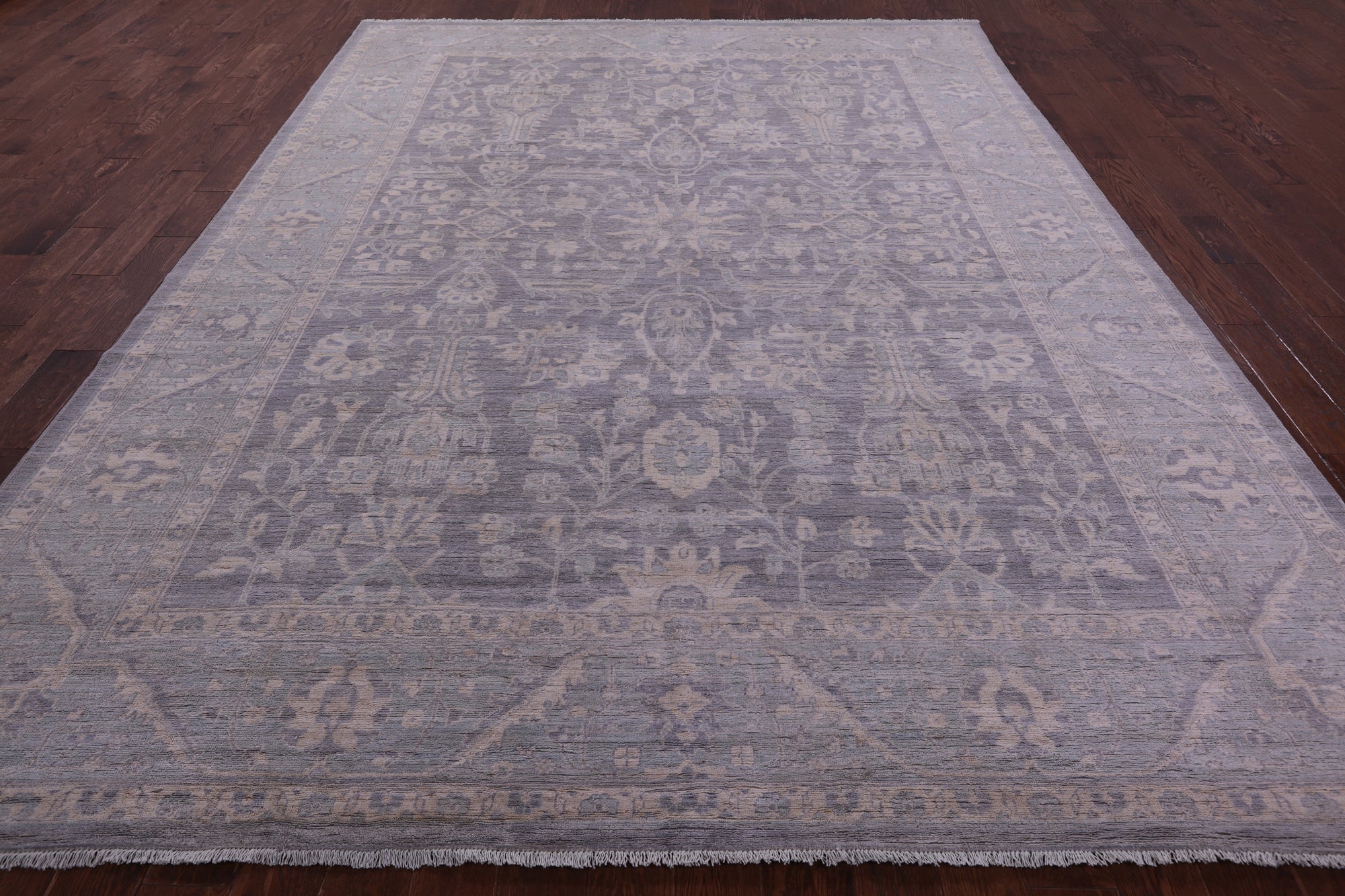 Grey Turkish Oushak Hand Knotted Wool Rug - 9' 0" X 12' 1" - Golden Nile