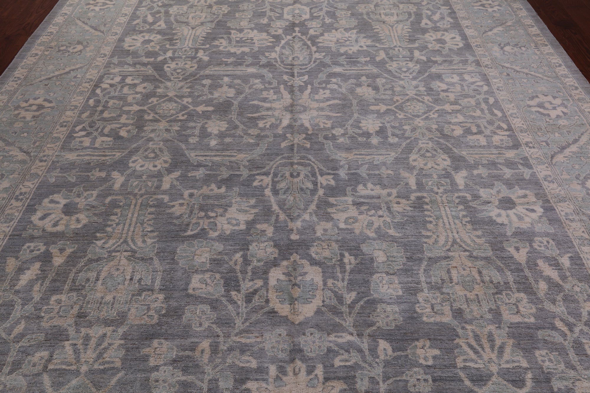 Grey Turkish Oushak Hand Knotted Wool Rug - 9' 0" X 12' 1"