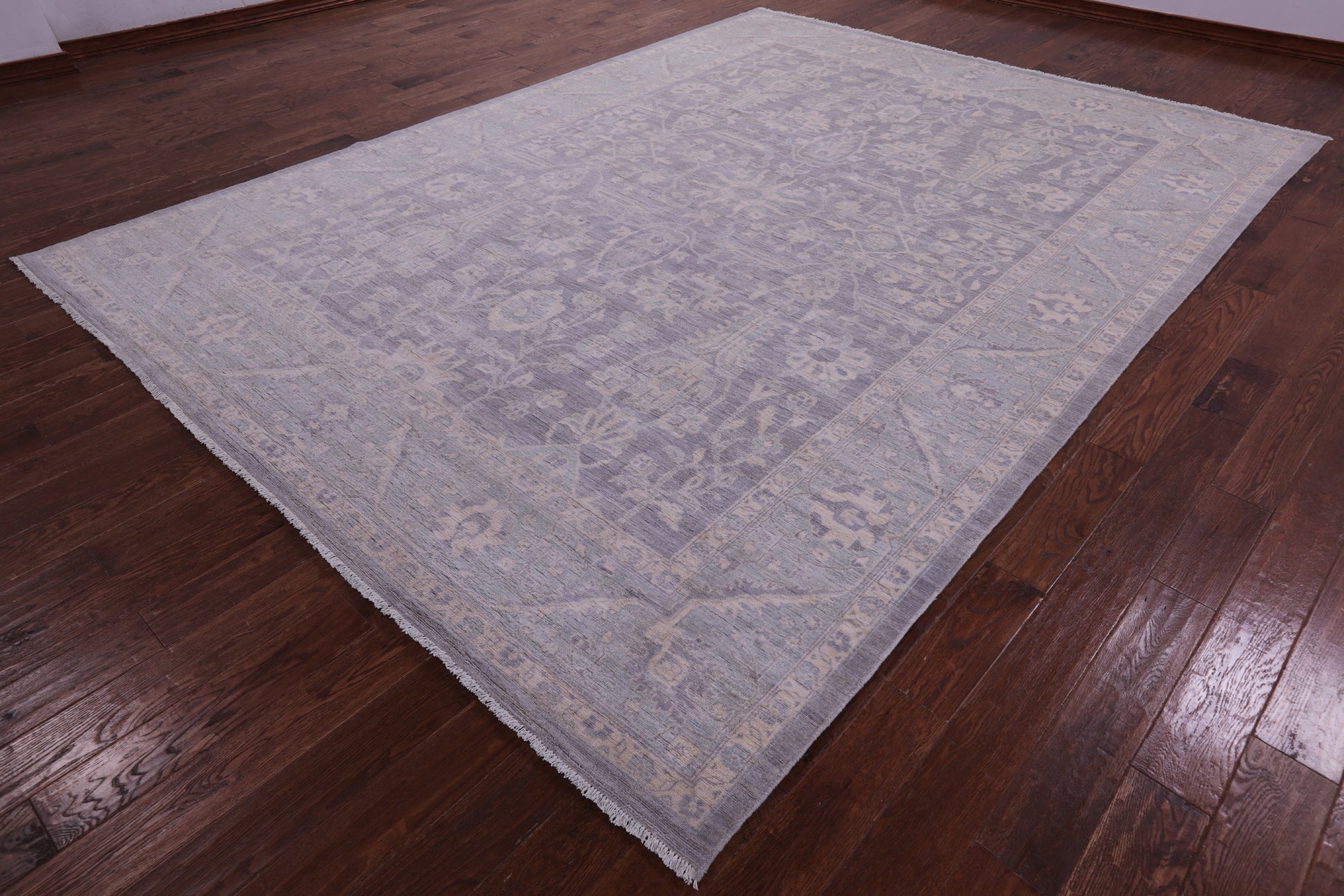 Grey Turkish Oushak Hand Knotted Wool Rug - 9' 0" X 12' 1" - Golden Nile