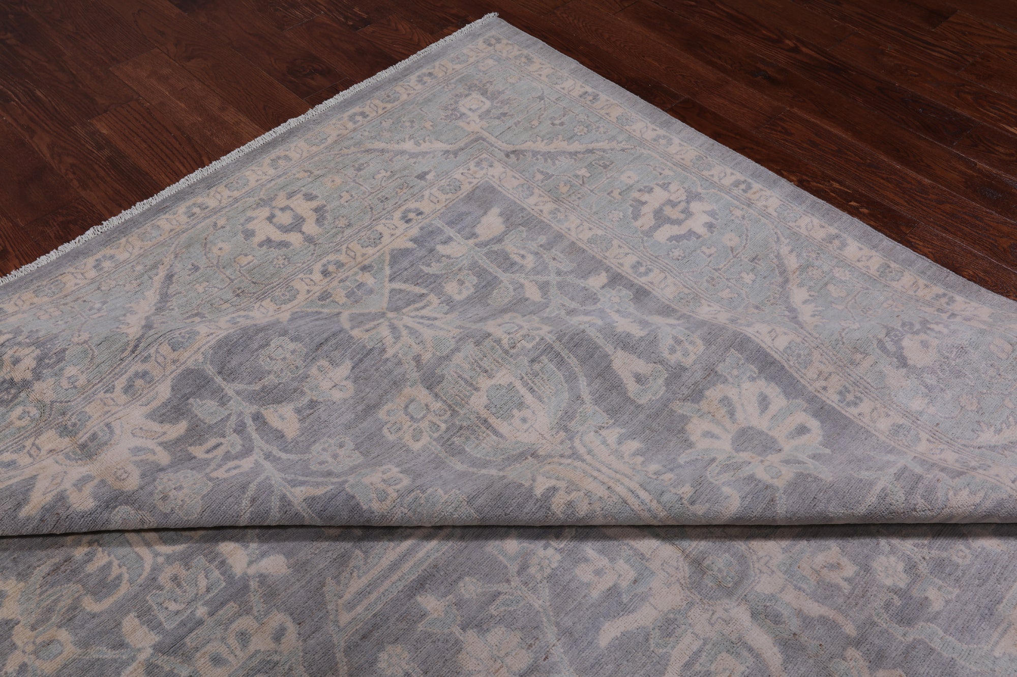Grey Turkish Oushak Hand Knotted Wool Rug - 9' 0" X 12' 1"