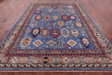 Blue Turkmen Ersari Hand Knotted Wool Rug - 8' 11" X 11' 10" - Golden Nile