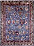 Blue Turkmen Ersari Hand Knotted Wool Rug - 8' 11" X 11' 10" - Golden Nile