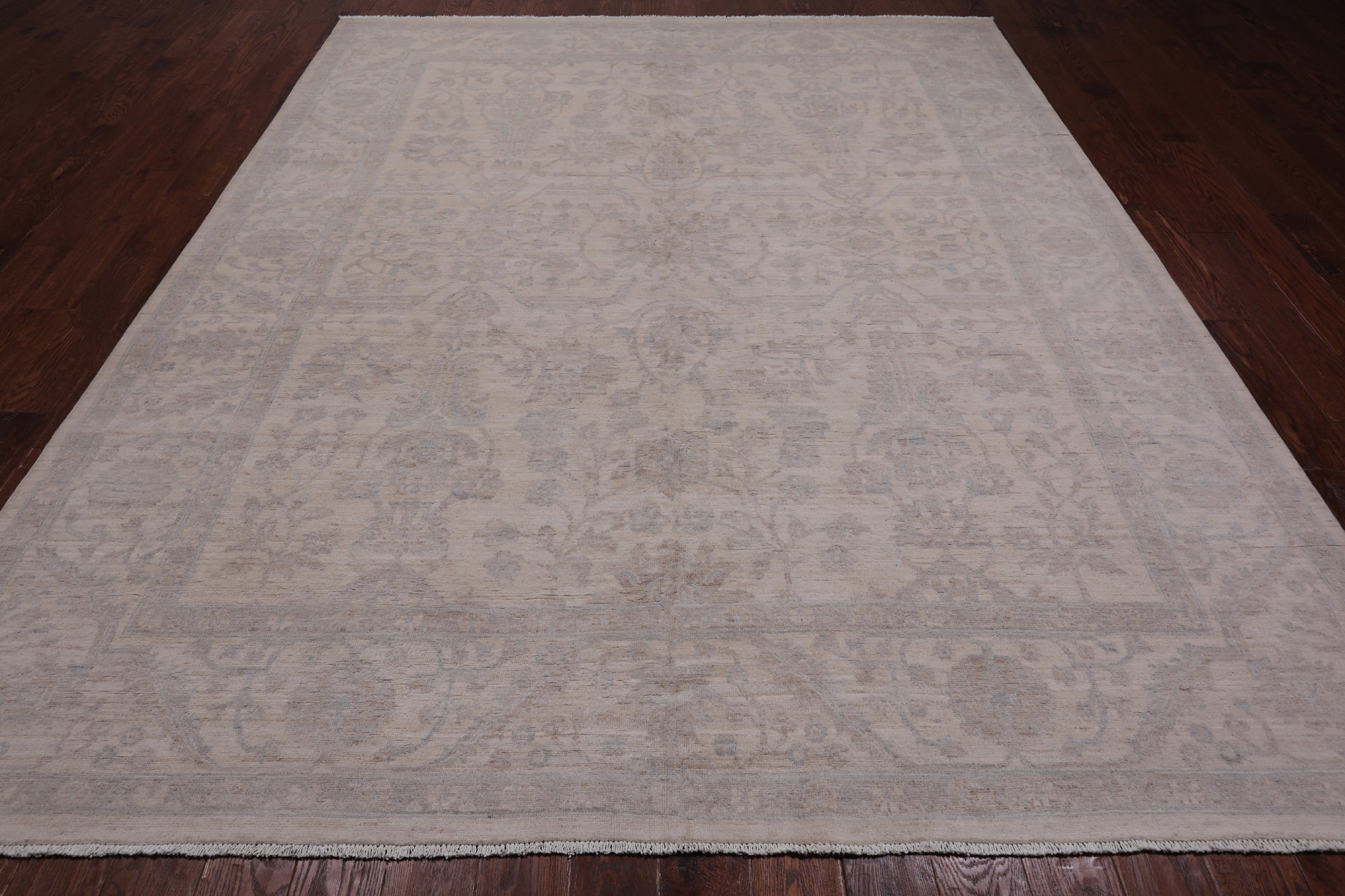 Ivory Turkish Oushak Hand Knotted Wool Rug - 8' 3" X 9' 7"