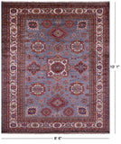 Grey Super Kazak Hand Knotted Wool Rug - 8' 6" X 10' 1" - Golden Nile