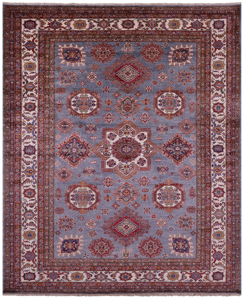 Grey Super Kazak Hand Knotted Wool Rug - 8' 6" X 10' 1" - Golden Nile
