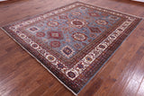 Grey Super Kazak Hand Knotted Wool Rug - 8' 6" X 10' 1" - Golden Nile