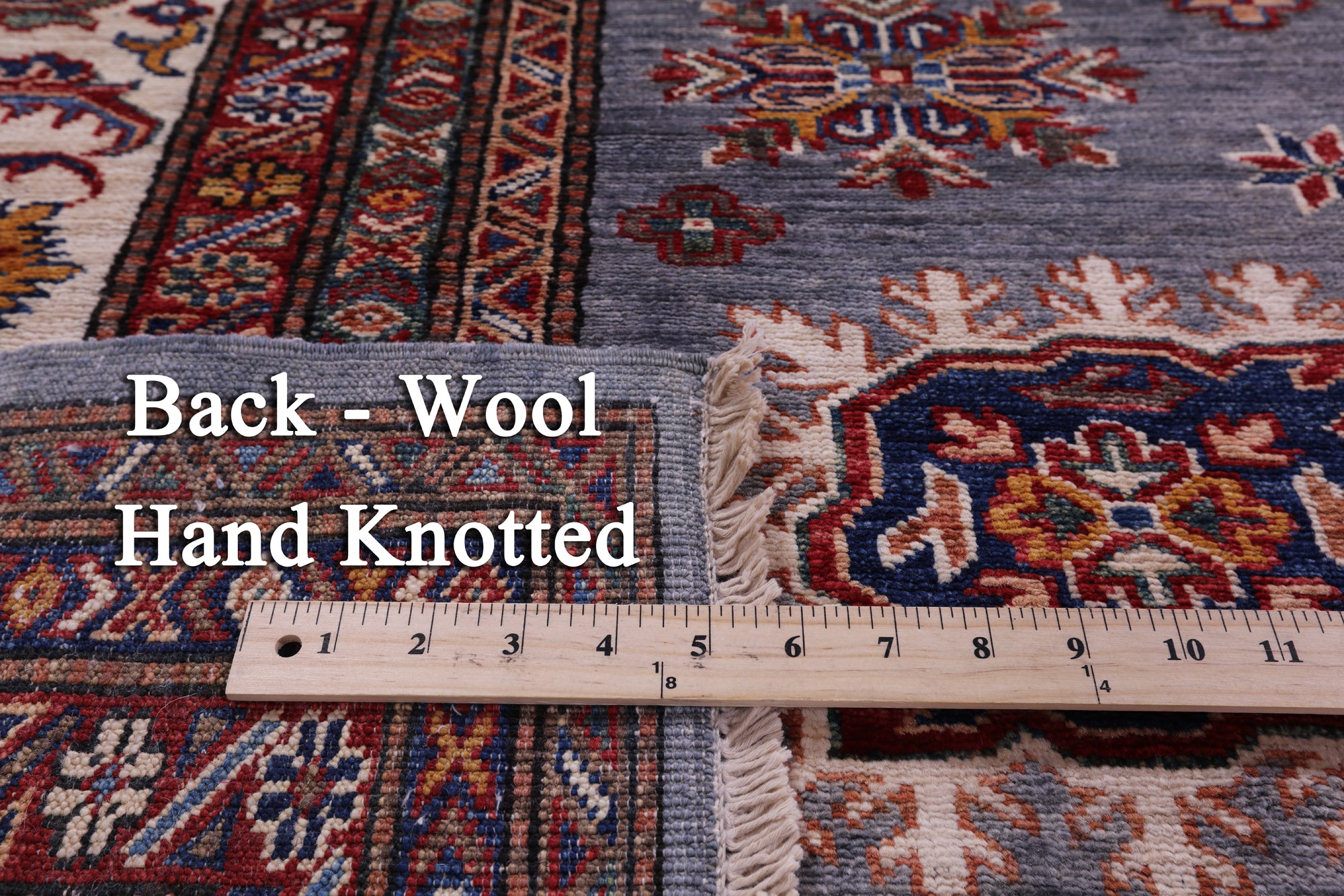 Grey Super Kazak Hand Knotted Wool Rug - 8' 6" X 10' 1" - Golden Nile