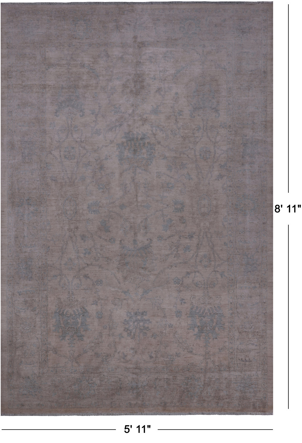 Ivory Turkish Oushak Handmade Wool Rug - 5' 11" X 8' 11"