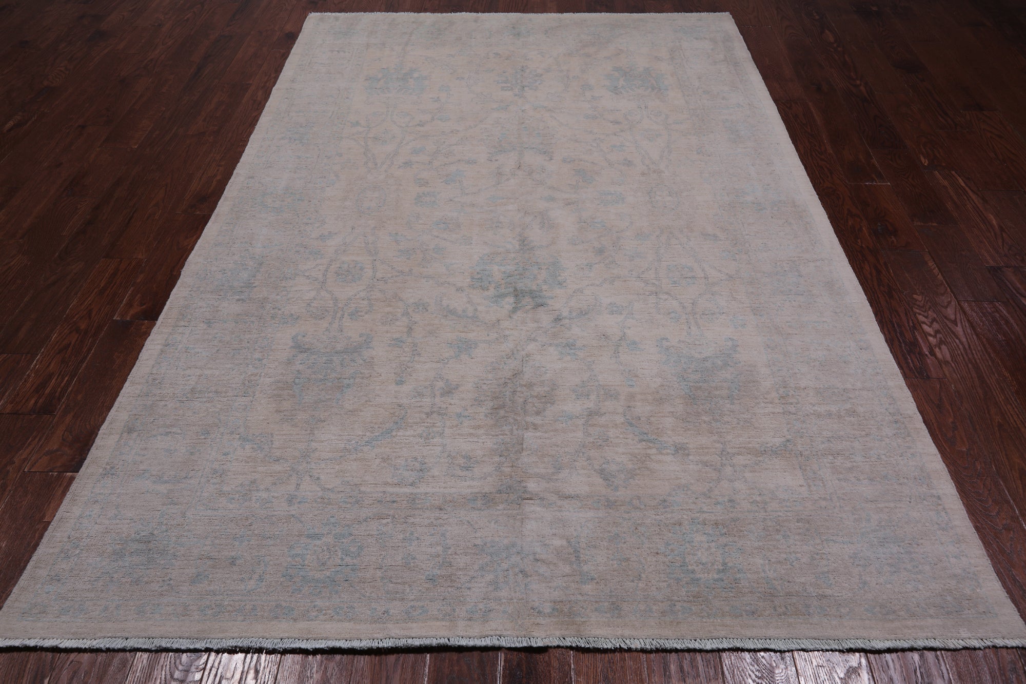 Ivory Turkish Oushak Handmade Wool Rug - 5' 11" X 8' 11"