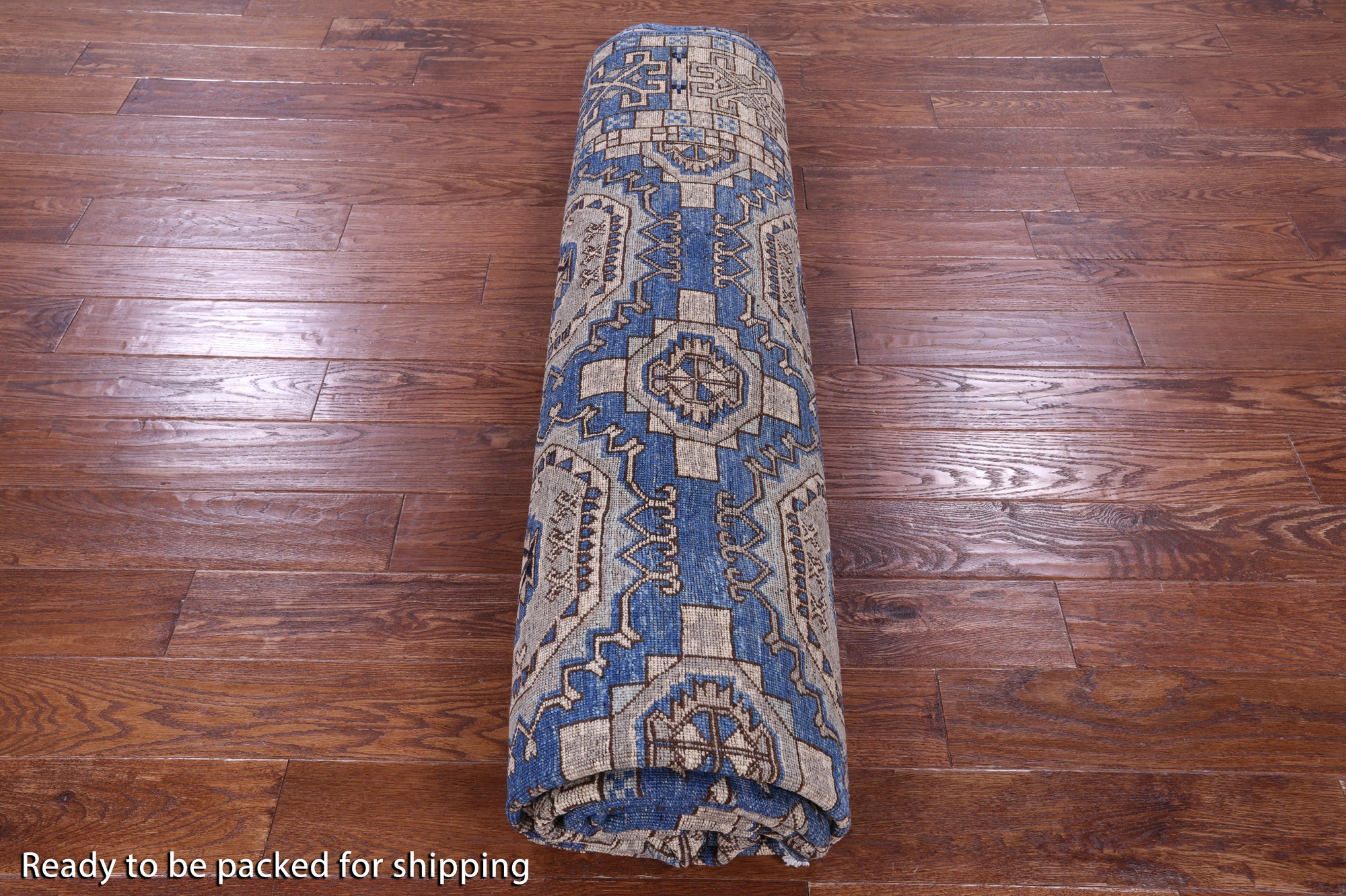 Blue Turkmen Ersari Hand Knotted Wool Rug - 9' 2" X 12' 3" - Golden Nile