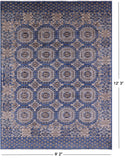 Blue Turkmen Ersari Hand Knotted Wool Rug - 9' 2" X 12' 3" - Golden Nile