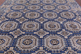 Blue Turkmen Ersari Hand Knotted Wool Rug - 9' 2" X 12' 3" - Golden Nile