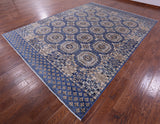 Blue Turkmen Ersari Hand Knotted Wool Rug - 9' 2" X 12' 3" - Golden Nile
