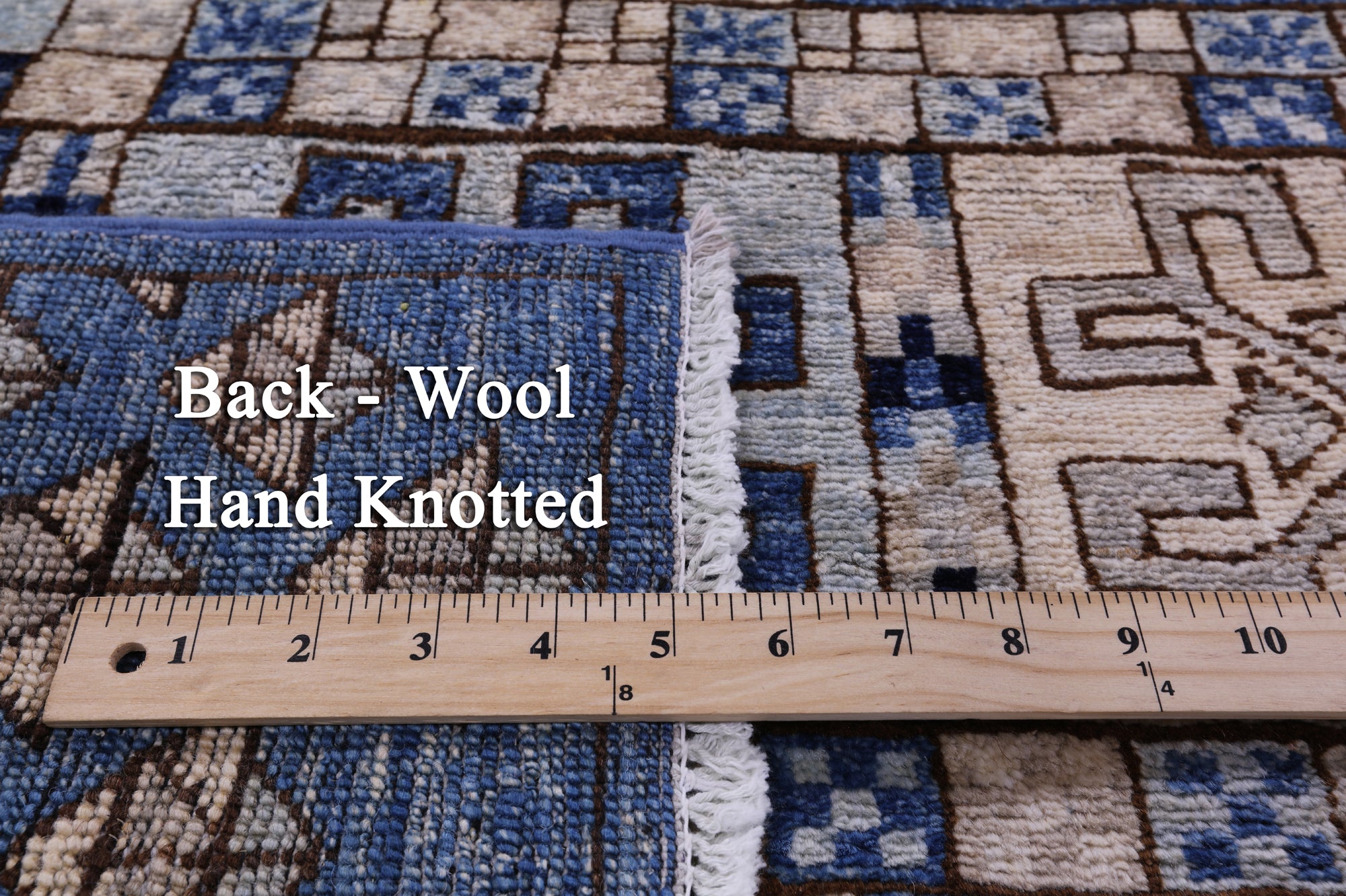 Blue Turkmen Ersari Hand Knotted Wool Rug - 9' 2" X 12' 3" - Golden Nile