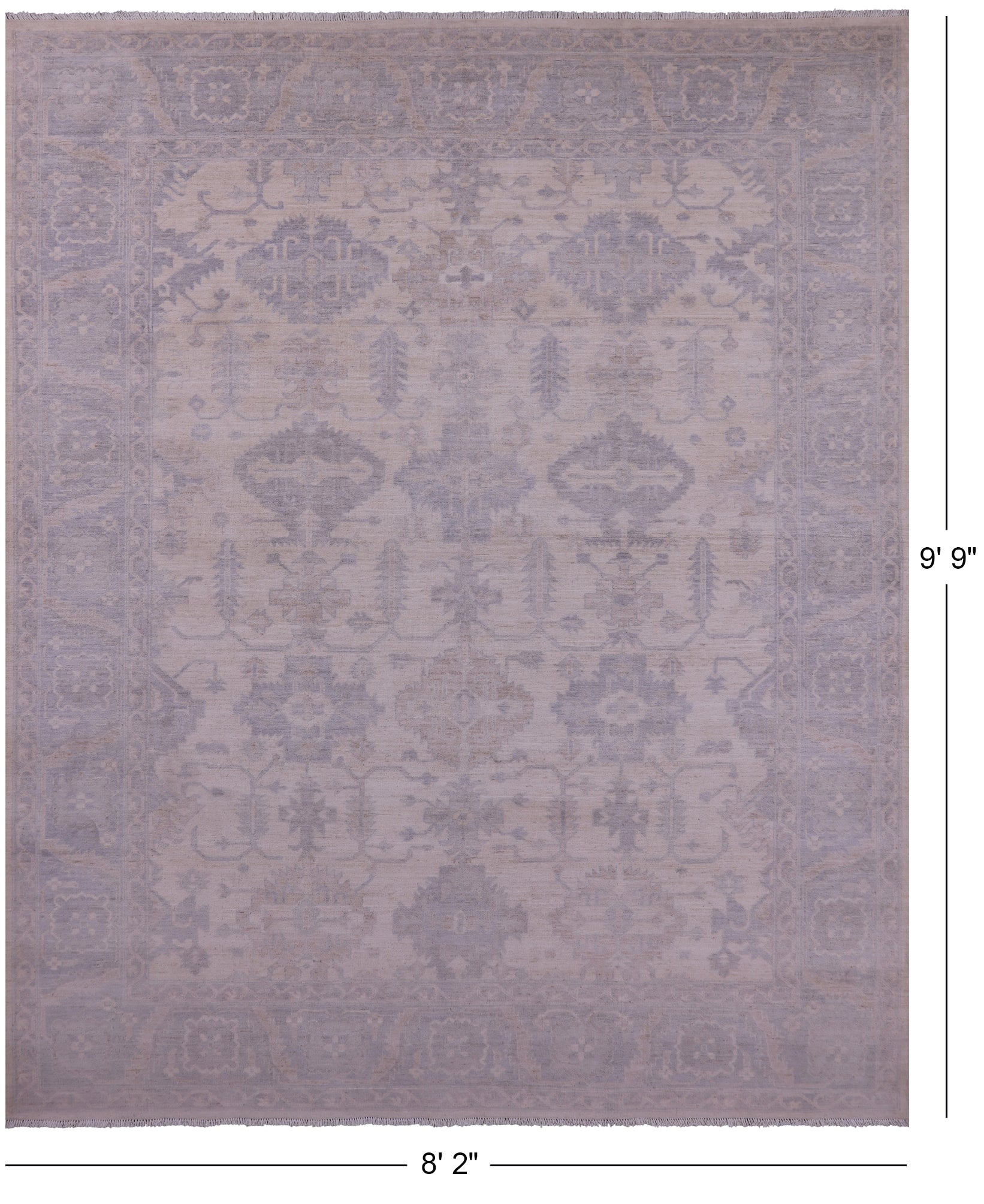 Ivory Turkish Oushak Handmade Wool Rug - 8' 2" X 9' 9" - Golden Nile